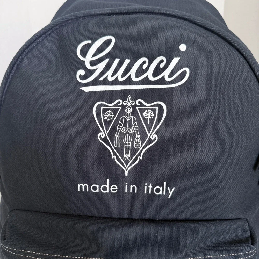 Gucci Large Crest-Print Backpack in Blue Fabric, 821643